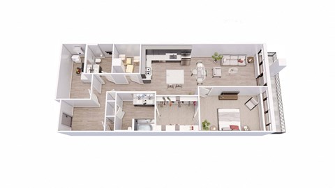 1 bed 1.5 bath 1A8 Floor Plan at Tesson Ridge, Missouri, 63128